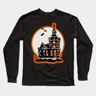 Vintage Style Haunted House - Happy Halloween Long Sleeve T-Shirt